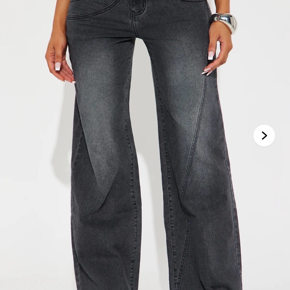 Fashion Nova Washed Black Wide Leg Jeans